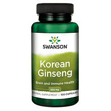 Корейський женьшень, Swanson Korean Ginseng 500 мг, 100 капсул