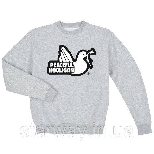 Сірий світшот peaceful hooligan | стильна кофта