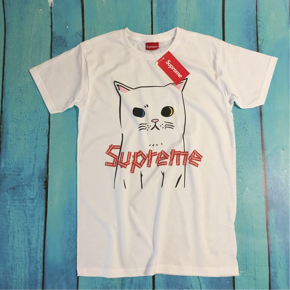 Supreme Cat Футболка | Бірки Фотки живі | Супрім біла XS