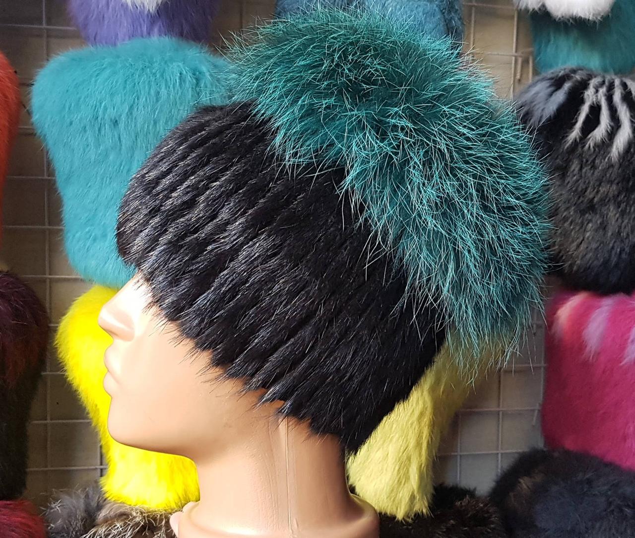 Зимова жіноча шапка кубанка з натурального хутра (гумка), фото 1