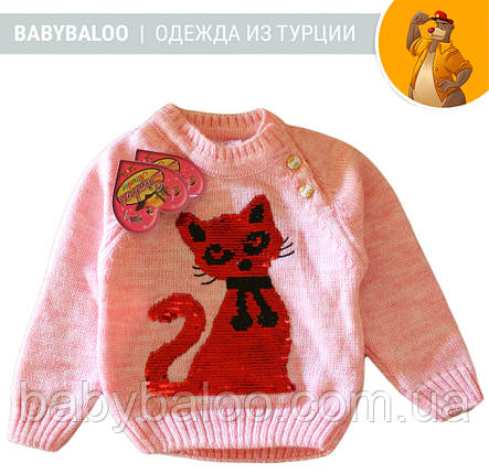 Кофта дитяча на гудзиках паєтки "Кішка" (від 1 до 3 років), фото 1