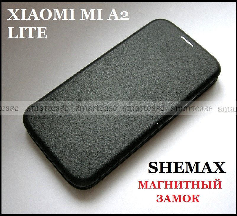 Чорний чохол-книжка з магнітним замком для Xiaomi Mi A2 lite в шкірі PU від Shemax