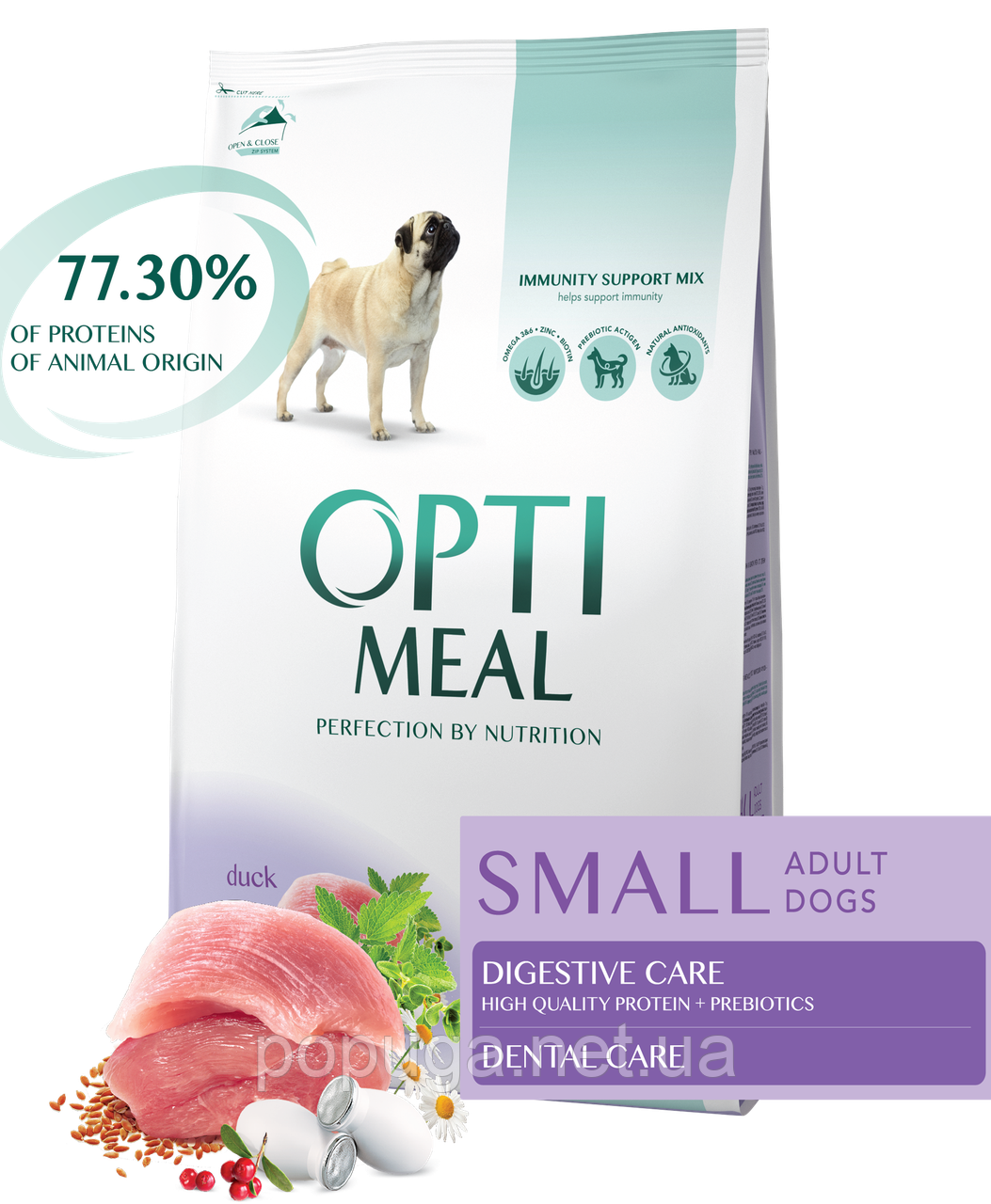 Корм Optimeal Dog Adult Small для дорослих собак з качкою, 12 кг