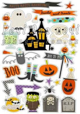 Вафельна картинка для тістечок, кексів, пряників, на топери "Halloween", (лист А4)