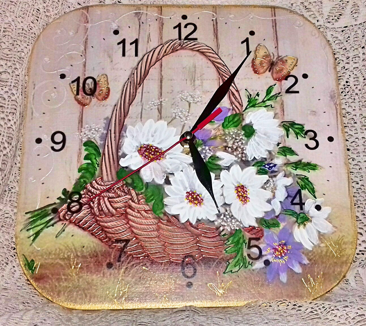 Годинник на стіну / Настінний годинник інтер'єрний декоративний кварцовий з квітами Мрія