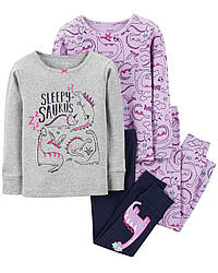 Набір бавовняних піжам Діно Картерс 4-Piece Dinosaur Snug Fit Cotton PJs 5Т (105-110 см; 17-19 кг)