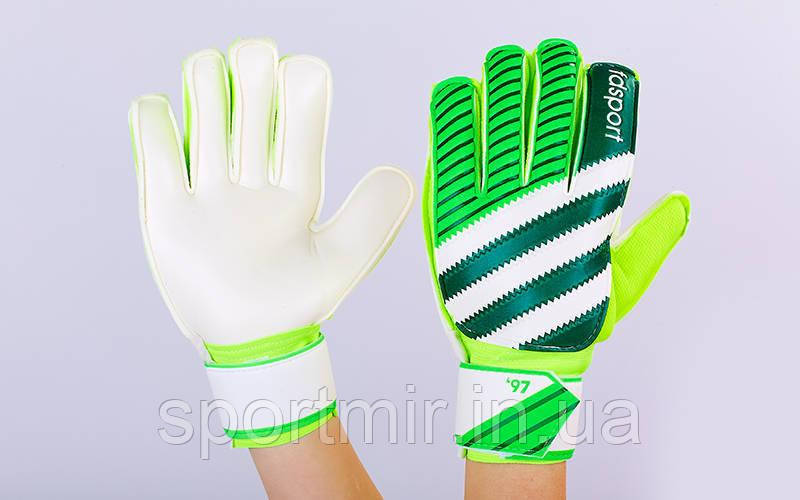 Рукавиці воротарські із захисними вставками на пальці FB-893-2 (PVC,р-р 8-10, салатовий-зелен-білий), фото 1