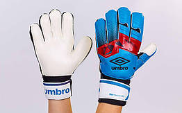 Рукавички воротарські із захисними вставками на пальці FB-894-3 UMB (PVC, р-р 8-10, блакитний-жовтогар-чор)