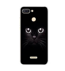 Оригінальний Бампер силіконовий на Xiaomi Redmi 6 з картинкою чорний кіт