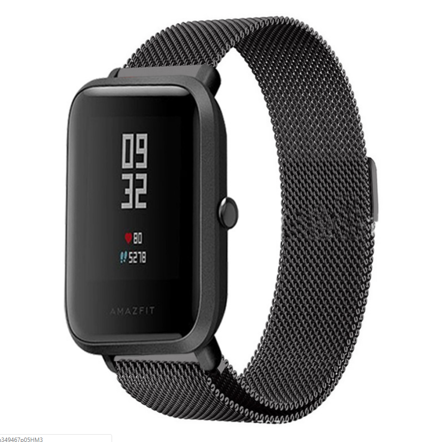 Металевий ремінець MiJobs для Xiaomi Amazfit Bip / Lite / 20 мм міланська петля Чорний 1565P