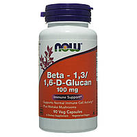 Бета-глюкан, Beta-1,3/1,6-D-Glucan, Now Foods, 100 мг, 90 капсул