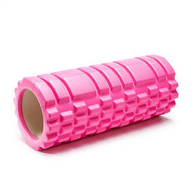 Масажний ролик, валик для масажу спини (йога рол масажер для спини, шиї, ніг) OSPORT 33*14см (MS 0857) Рожевий