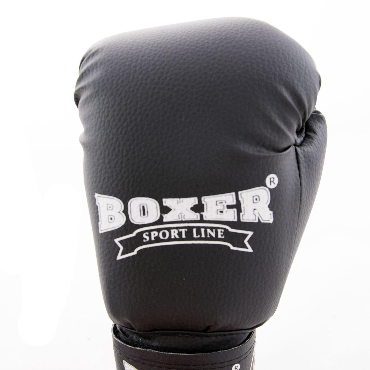 Перчатки боксерские из кожвинила Boxer 10 унций (bx-0036) черный - фото 3 - id-p795070530