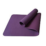 Килимок для йоги та фітнесу TPE (йога мат, каремат спортивний) OSPORT Yoga ECO Pro 6мм (OF-0082) Фіолетовий, фото 3