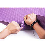 Килимок для йоги та фітнесу TPE (йога мат, каремат спортивний) OSPORT Yoga ECO Pro 6мм (OF-0082) Фіолетовий, фото 4