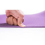 Килимок для йоги та фітнесу TPE (йога мат, каремат спортивний) OSPORT Yoga ECO Pro 6мм (OF-0082) Фіолетовий, фото 5