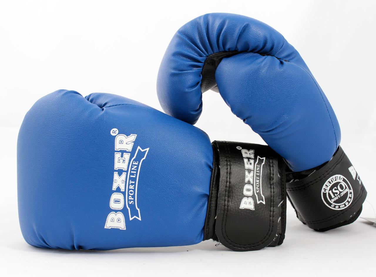 Рукавички боксерські із шкірвінілу Boxer 12 унцій (bx-0034) синій