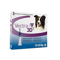 Вектра 3D 10-25 кг капли инсектоакарицидные для собак весом (3 пип)