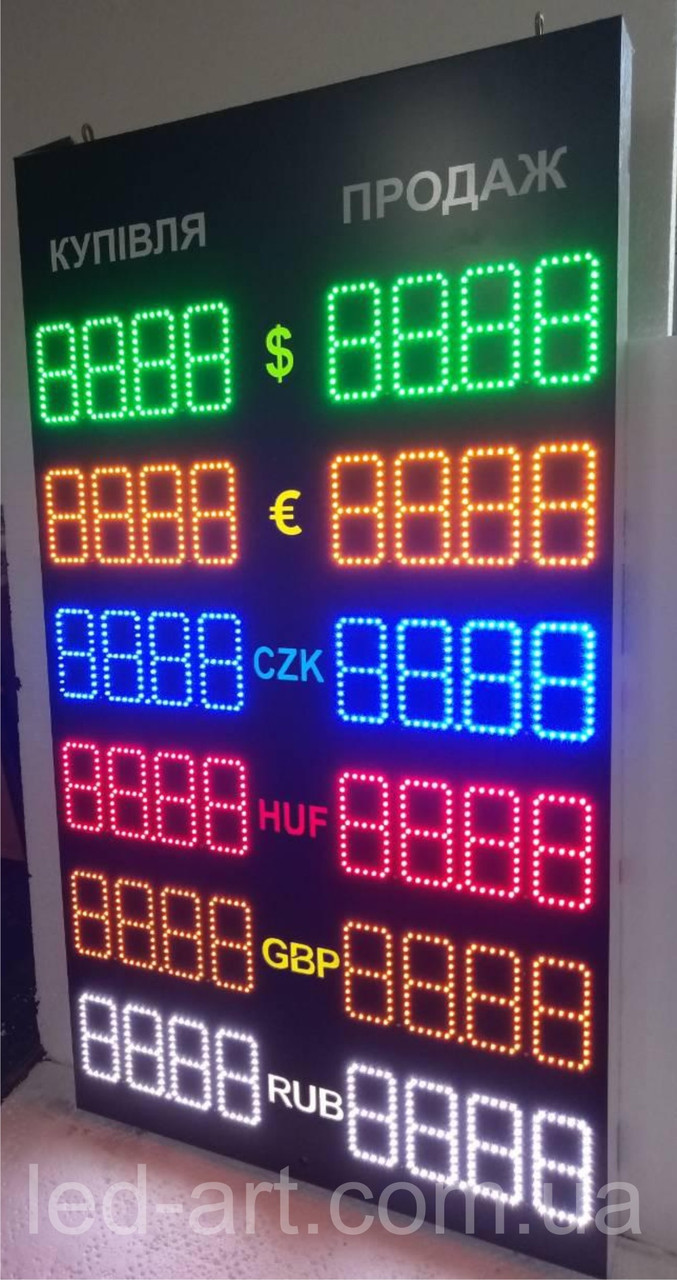 Светодиодное табло обмен валют одностороннее 1260х700 мм LED-ART-1260х700-1 - фото 3 - id-p795144616
