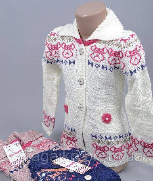 Кофточка светр для дівчинки на гудзиках рожева 3-4 роки