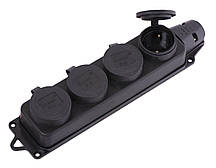 Розеткова колодка чотиримісна "Омега" IP-44 із захисними кришками