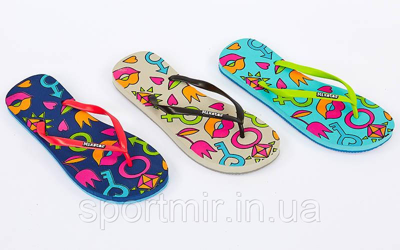 В'єтнамки пляжні жіночі Mixstar PS-5 (р-р 9,5-11, RUS-36-39, гума, EVA, кольори в асортименті), фото 1