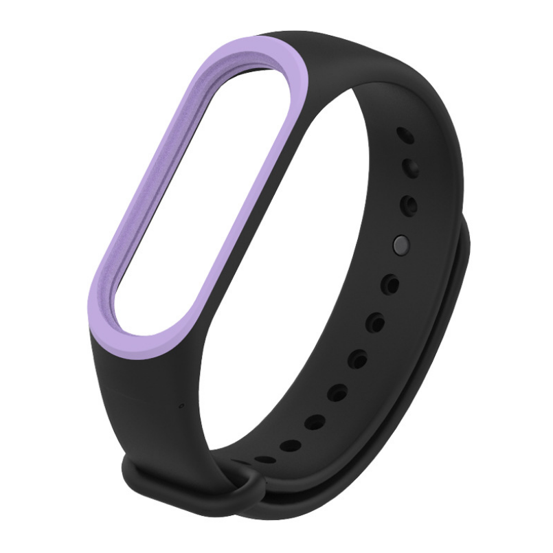 Ремінець Xiaomi Mi Band 4 / 3 MiJobs силіконовий з рамкою Чорний / Фіолетовий 1644P