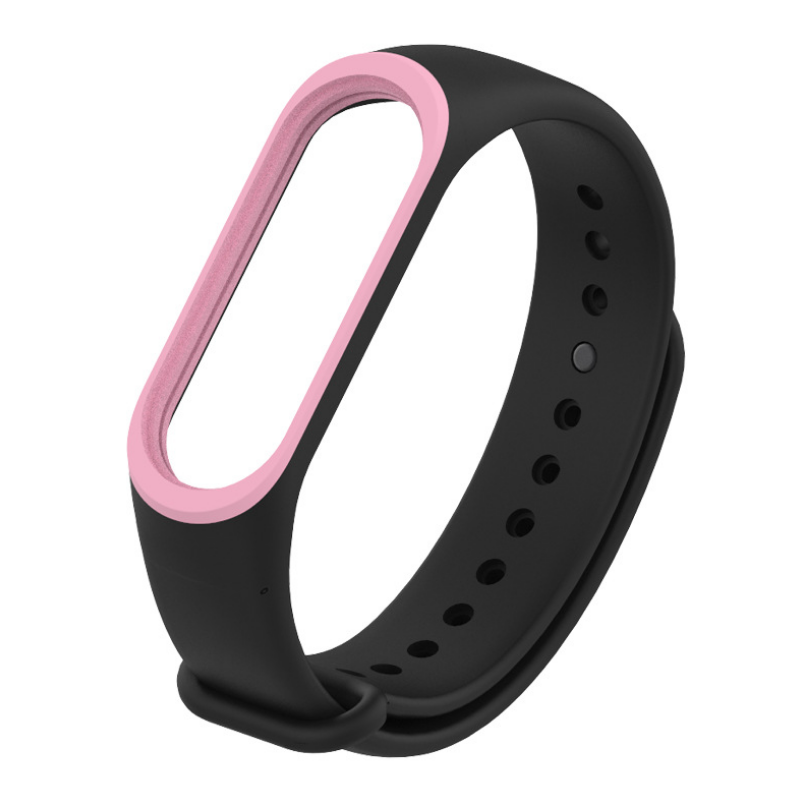 Ремінець Xiaomi Mi Band 4 / 3 MiJobs силіконовий з рамкою Чорний / Рожевий 1644P