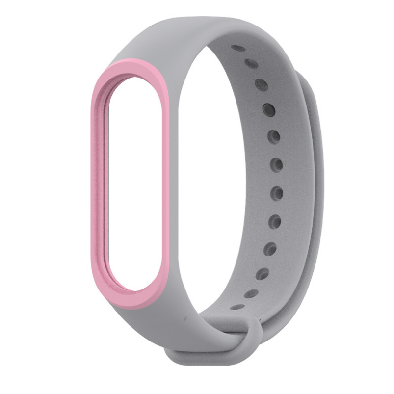 Ремінець Xiaomi Mi Band 4 / 3 MiJobs силіконовий з рамкою Сірий / Рожевий 1644P