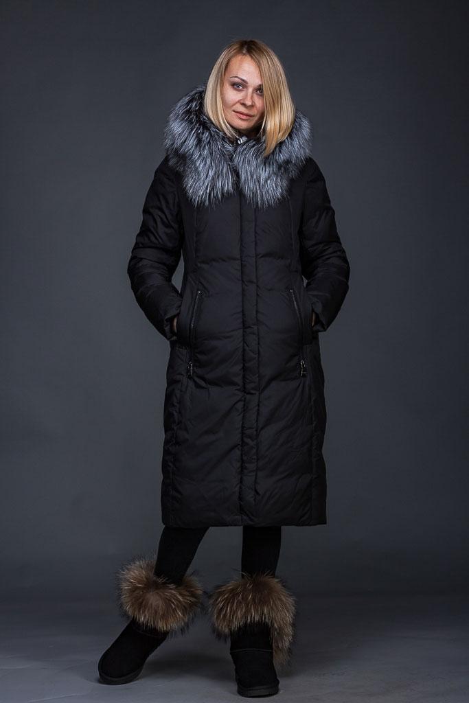 Пуховик із натуральним хутром чорнобурки PEERCAT, фото 1