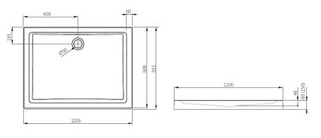 Прямокутний душовий піддон Aquatorm Space 120x90, фото 3
