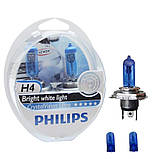 Автомобільні галогенові лампи "PHILIPS" (H4) (Crystal Vision) (4300 K)+2W5W, фото 5