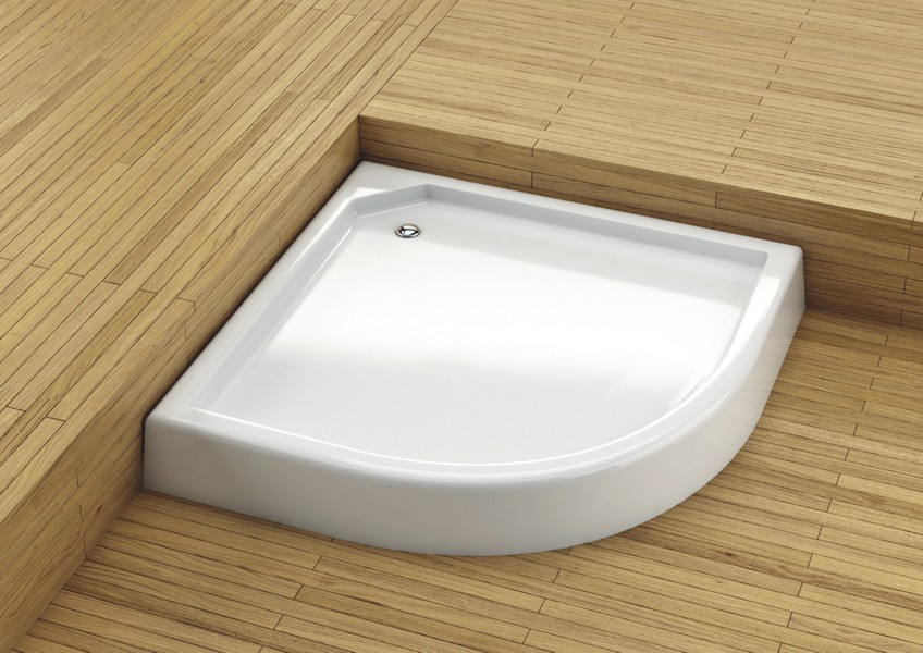 Напівкруглий душовий піддон Aquatorm Standard дрібний з інтегрованим корпусом 90x90