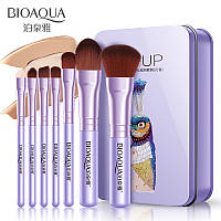 Набор кистей в металлической коробке BIOAQUA makeup brush set violet (7шт)