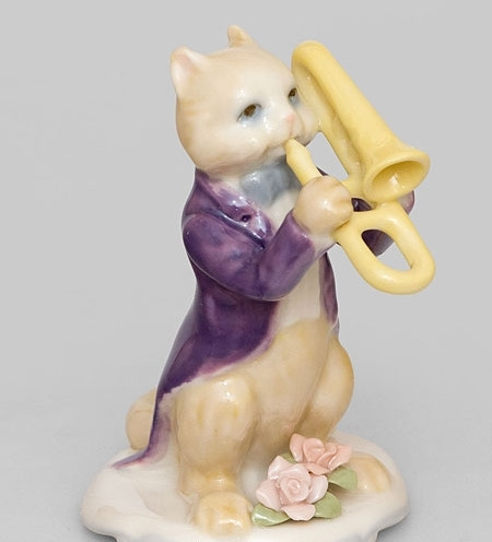 Порцелянова фігурка "Кіт із тробоном" Pavone CMS - 48/4