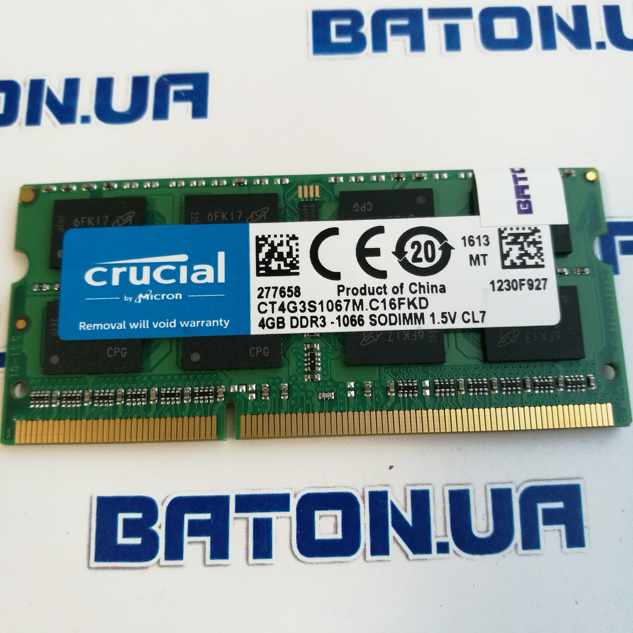 Оперативна пам'ять для ноутбука Crucial SODIMM DDR3 4Gb 1066MHz PC3-8500s 2R8 CL7 (CT4G3S1067M.C16FKD) Б/В