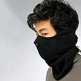 Баф маска на флисі віло мото чорна на липучці, фото 4