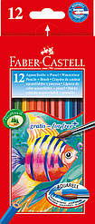Олівці кольорові акварельні Faber-Castell 12 кольорів в картонній коробці + пензлик, 114413