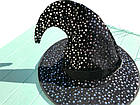 Чорна капелюх відьми або чаклуна з принтом зірки - аксесуар для вашого образу на Хеллоуїн, фото 3