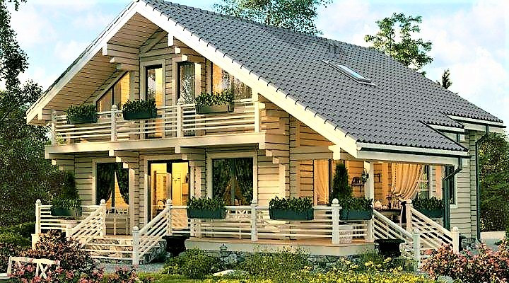 Будинок двухетажный з профільованого клеєного бруса 12х14 м