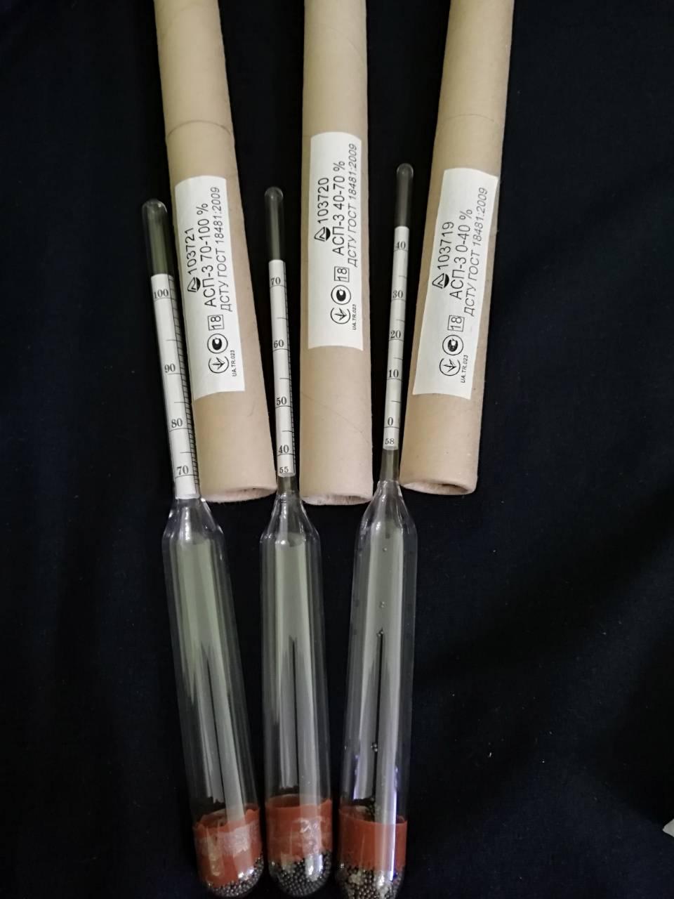 Набір спиртометрів (ареометров) (ГОСТ) АСП – 3шт (ЛЬВІВ)