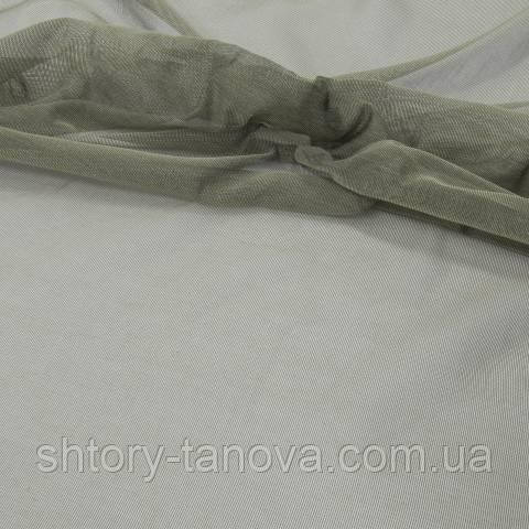 Тюль мікро-сітка з обважнювачем, однотонний, темно-оливковий, фото 1