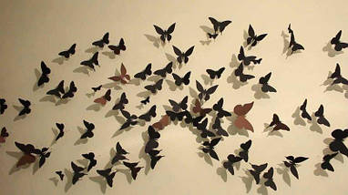 Об'ємні 3D метелики для декору чорні однотонні (на скотчі), фото 5