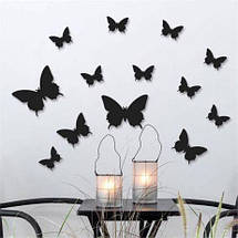 Об'ємні 3D метелики для декору чорні однотонні (на скотчі), фото 3