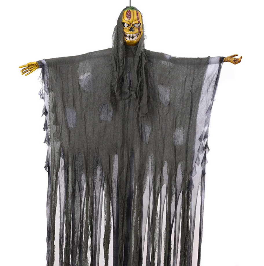 Кукла призрак "Злая Тыква" 1.7 м подвесная, с криком и красными глазами декорация на хэллоуин - фото 1 - id-p776436063