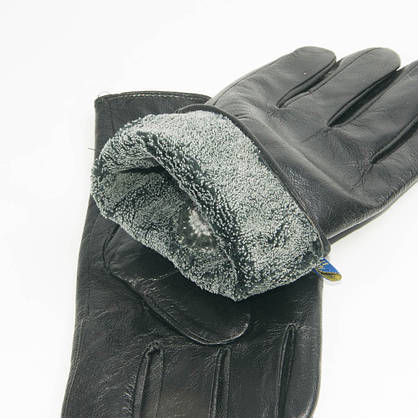 Чоловічі шкіряні рукавички з махрової підкладкою - (арт. M4-1) до 20 см, фото 5