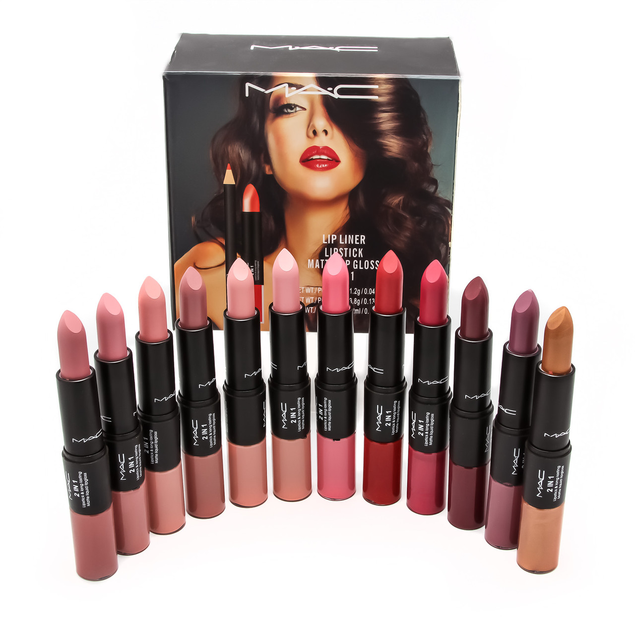Набір для губ MAC 3 в 1 Lip Liner Lipstick & Matte Lip Gloss: комбінована помада + олівець