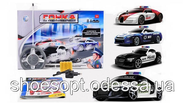 Конструктор Перегони Поліція на радіокеруванні, акумулятор, 4 моделі, 84 деталі, світло, звук, фото 1