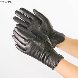 Оптом жіночі рукавички з оленячої шкіри на плетеній вовняної підкладці - F22-3