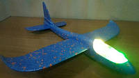 Літак метальний планер, глайдер світлодіодний 48 см пінопласт світна кабіна